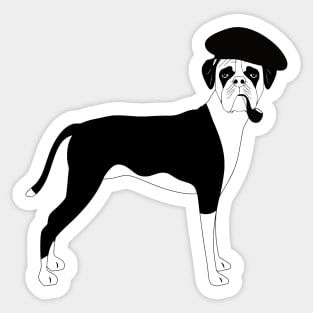 Boxer Dog Smoking Pipe with Beret Sticker